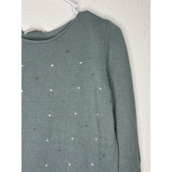 Benedetta B Merino Wool Cashmere Blend Blue Sweater Polkadot Size Medium $148 - Picture 3 of 16